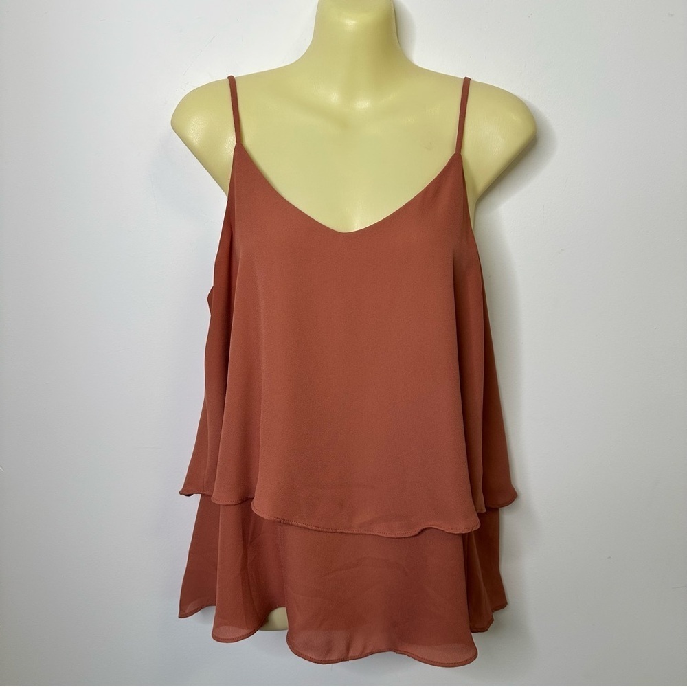 Annabella Elegant Tiered Rust Camisole Top size M